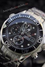 Replica Omega Seamaster Chrono Diver Watch Black Dial Stainless Steel